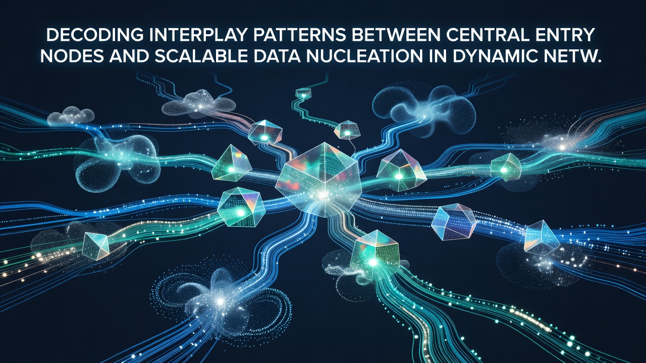 Visualization of data flow patterns between entry nodes and nucleation clusters in evolving network topologies